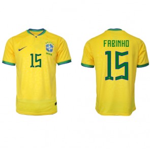Brasilien Fabinho #15 Replika Hjemmebanetrøje VM 2022 Kortærmet